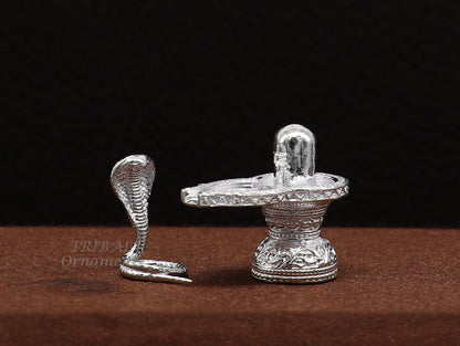 Small 1-inch 925 sterling silver Lord Shiva lingam stand, handmade solid silver Shivling puja accessory for wealth and prosperity