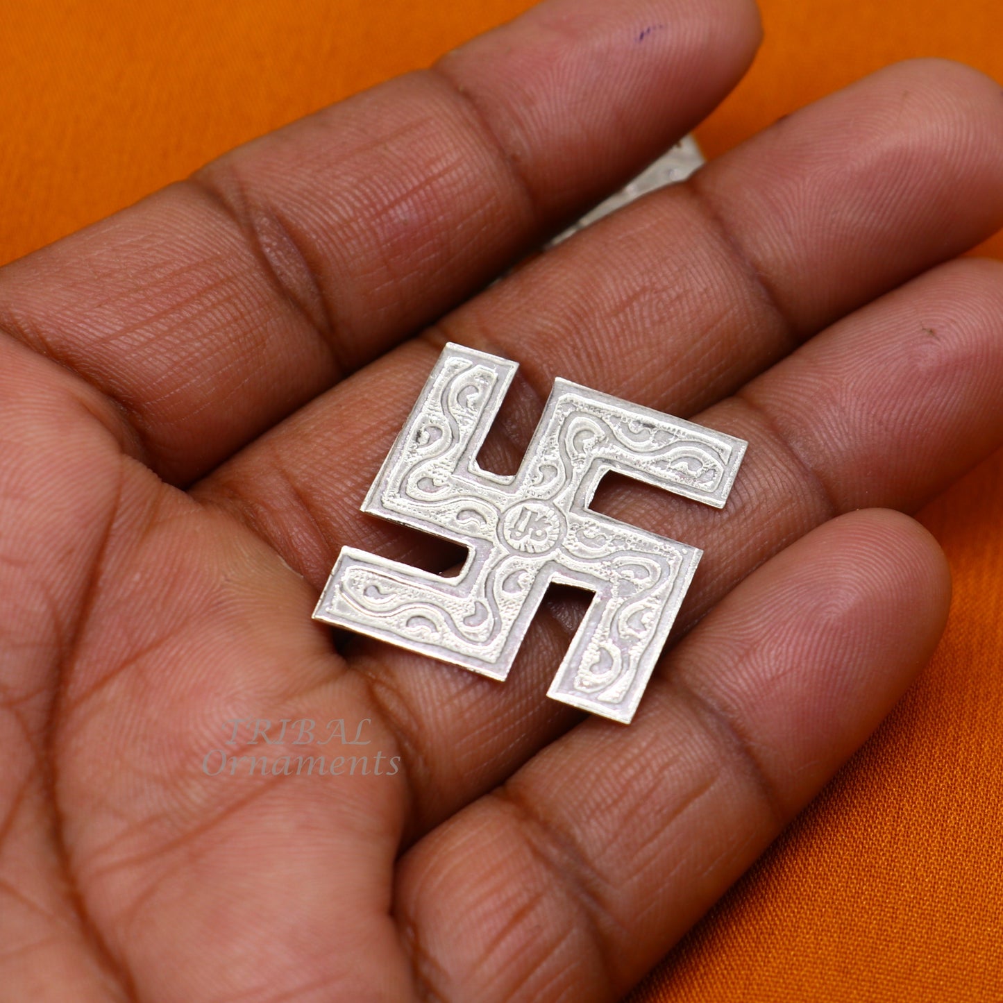 1" inches 925 sterling silver handmade swastika amazing divine holy swastik for your home and temple su894 - TRIBAL ORNAMENTS