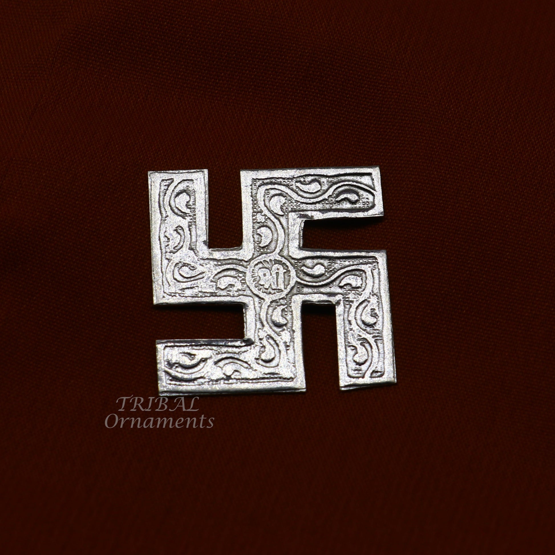 1" inches 925 sterling silver handmade swastika amazing divine holy swastik for your home and temple su894 - TRIBAL ORNAMENTS