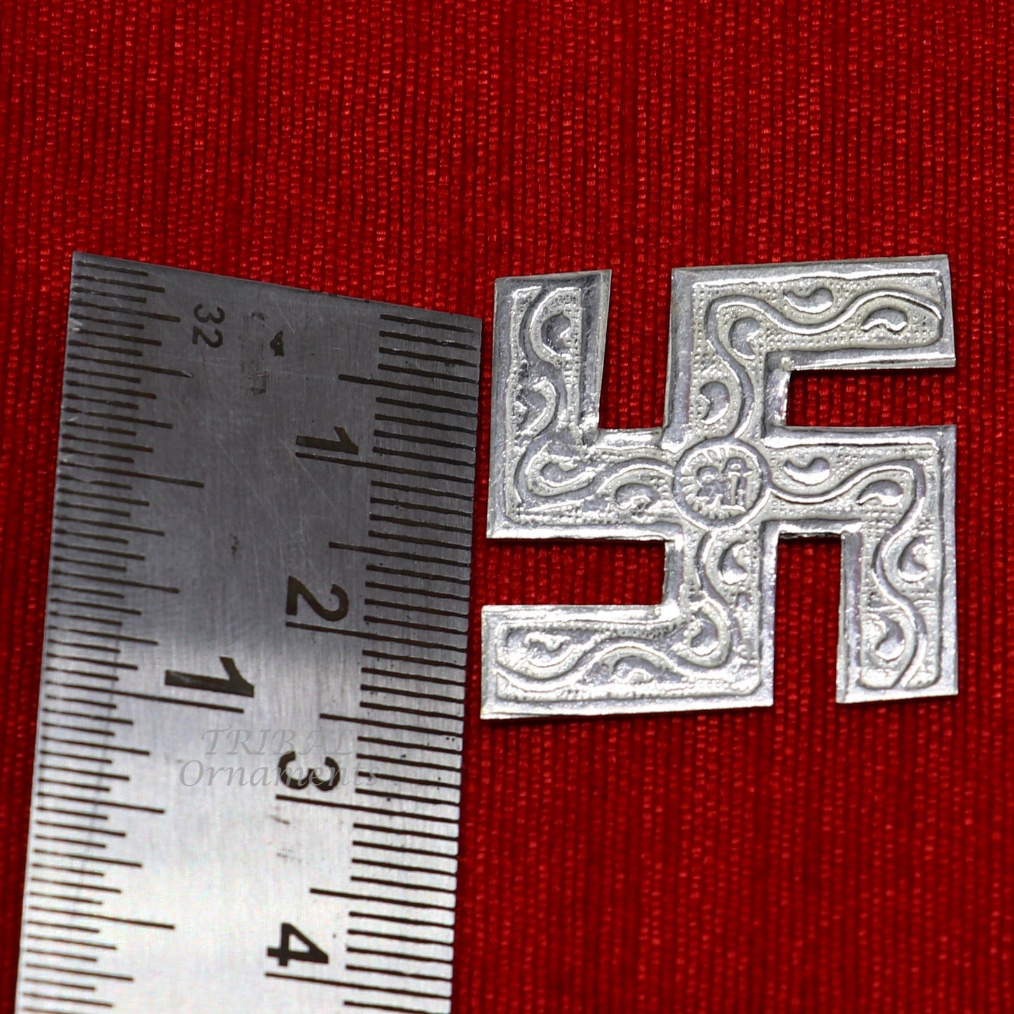 1" inches 925 sterling silver handmade swastika amazing divine holy swastik for your home and temple su894 - TRIBAL ORNAMENTS