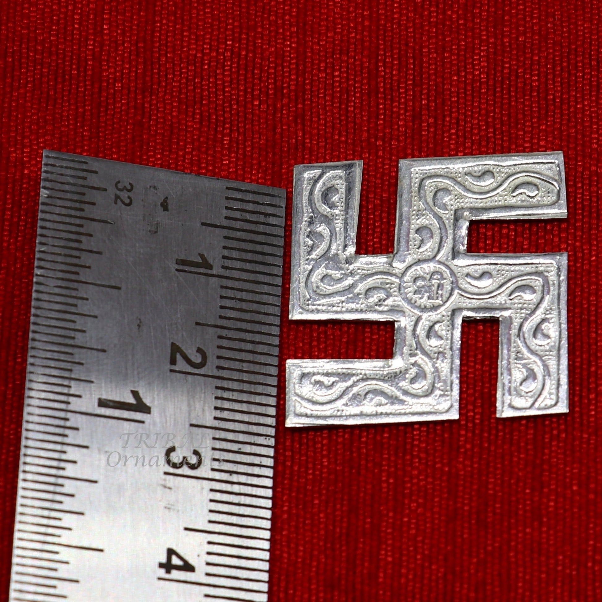1" inches 925 sterling silver handmade swastika amazing divine holy swastik for your home and temple su894 - TRIBAL ORNAMENTS