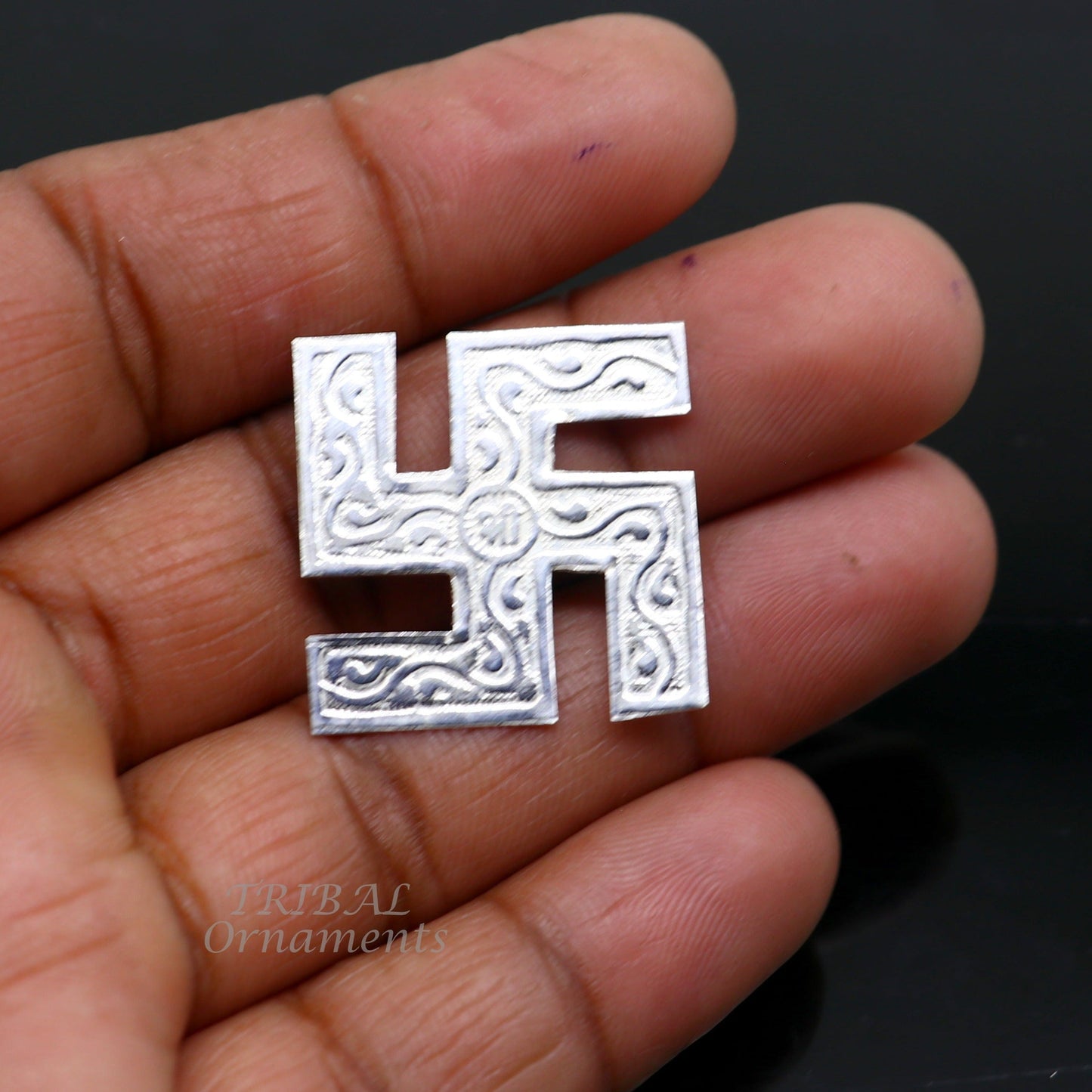 1" inches 925 sterling silver handmade swastika amazing divine holy swastik for your home and temple su894 - TRIBAL ORNAMENTS