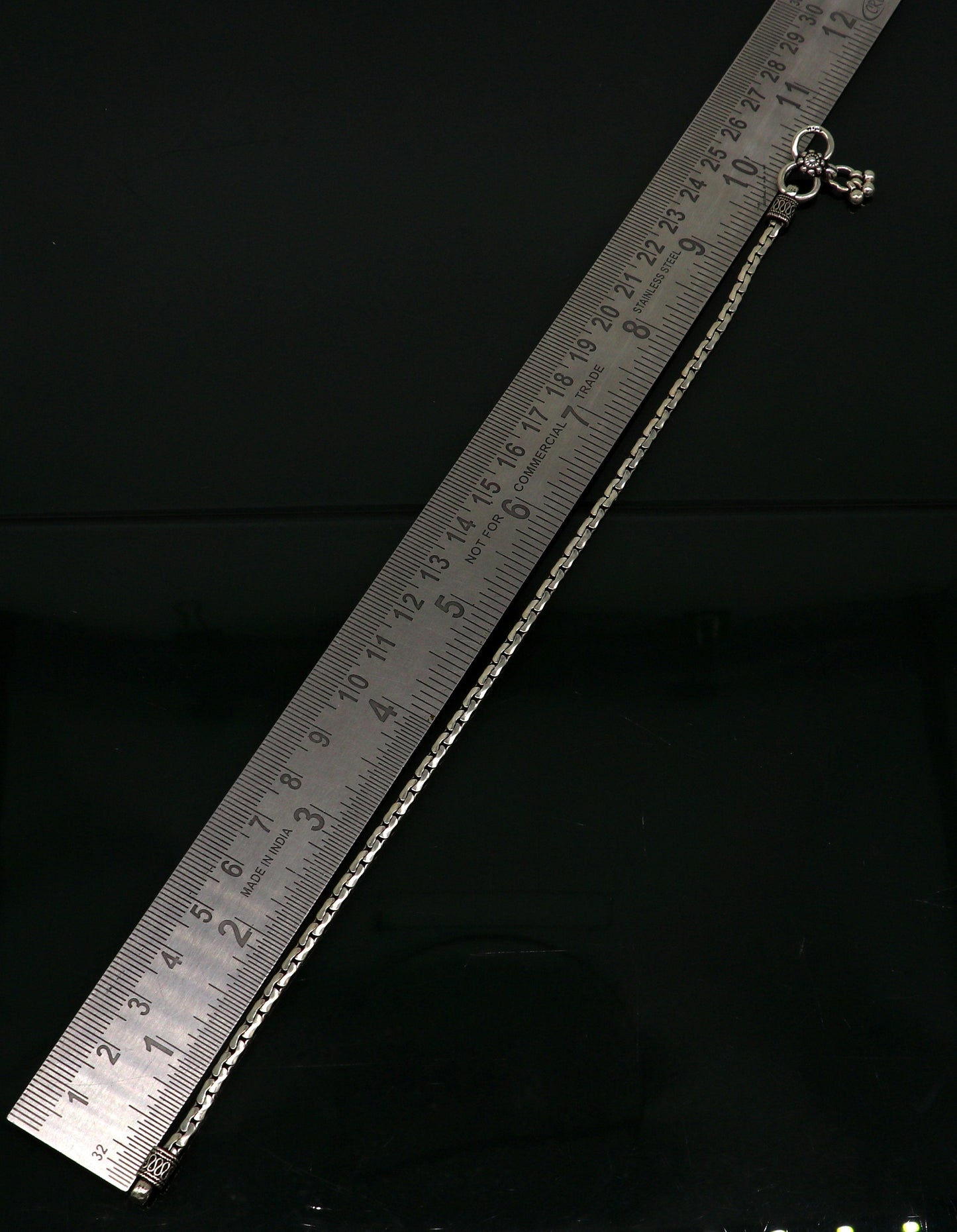 10.5" pure 925 sterling silver handmade solid gorgeous light weight chain anklets pair, trendy foot bracelet jewelry gift to her ank336 - TRIBAL ORNAMENTS