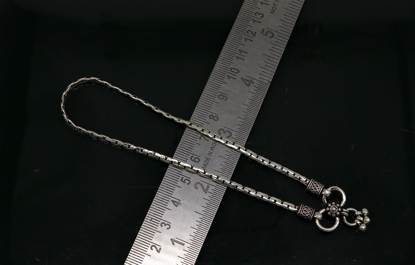 10.5" pure 925 sterling silver handmade solid gorgeous light weight chain anklets pair, trendy foot bracelet jewelry gift to her ank336 - TRIBAL ORNAMENTS