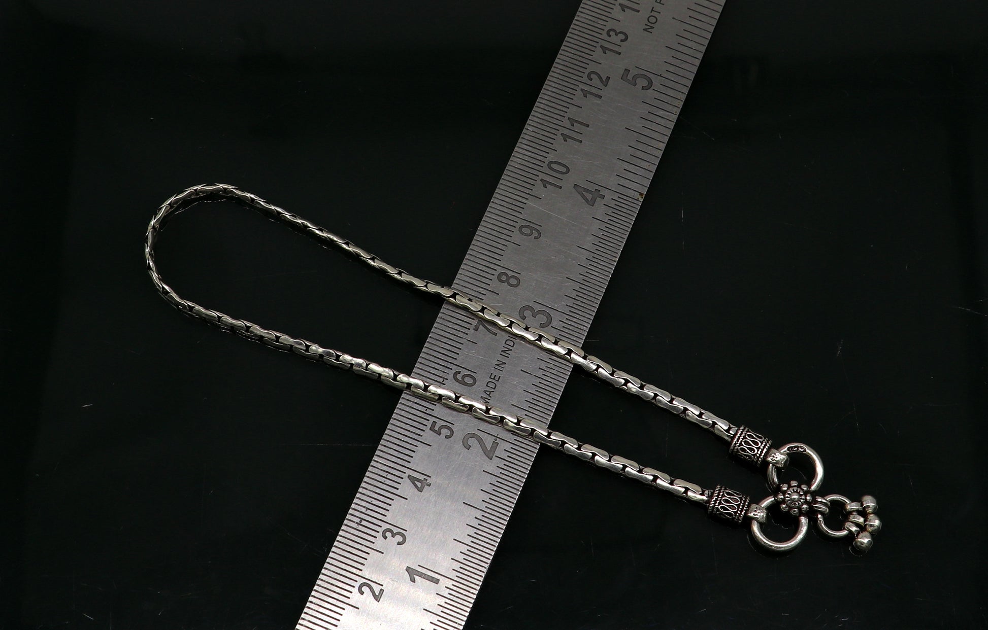 10.5" pure 925 sterling silver handmade solid gorgeous light weight chain anklets pair, trendy foot bracelet jewelry gift to her ank336 - TRIBAL ORNAMENTS