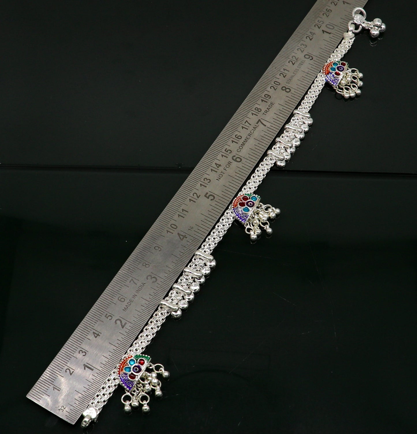 10.5"  sterling silver customized design ankle bracelet foot bracelet anklet vintage stylish brides tribal belly dance jewelry ank325 - TRIBAL ORNAMENTS