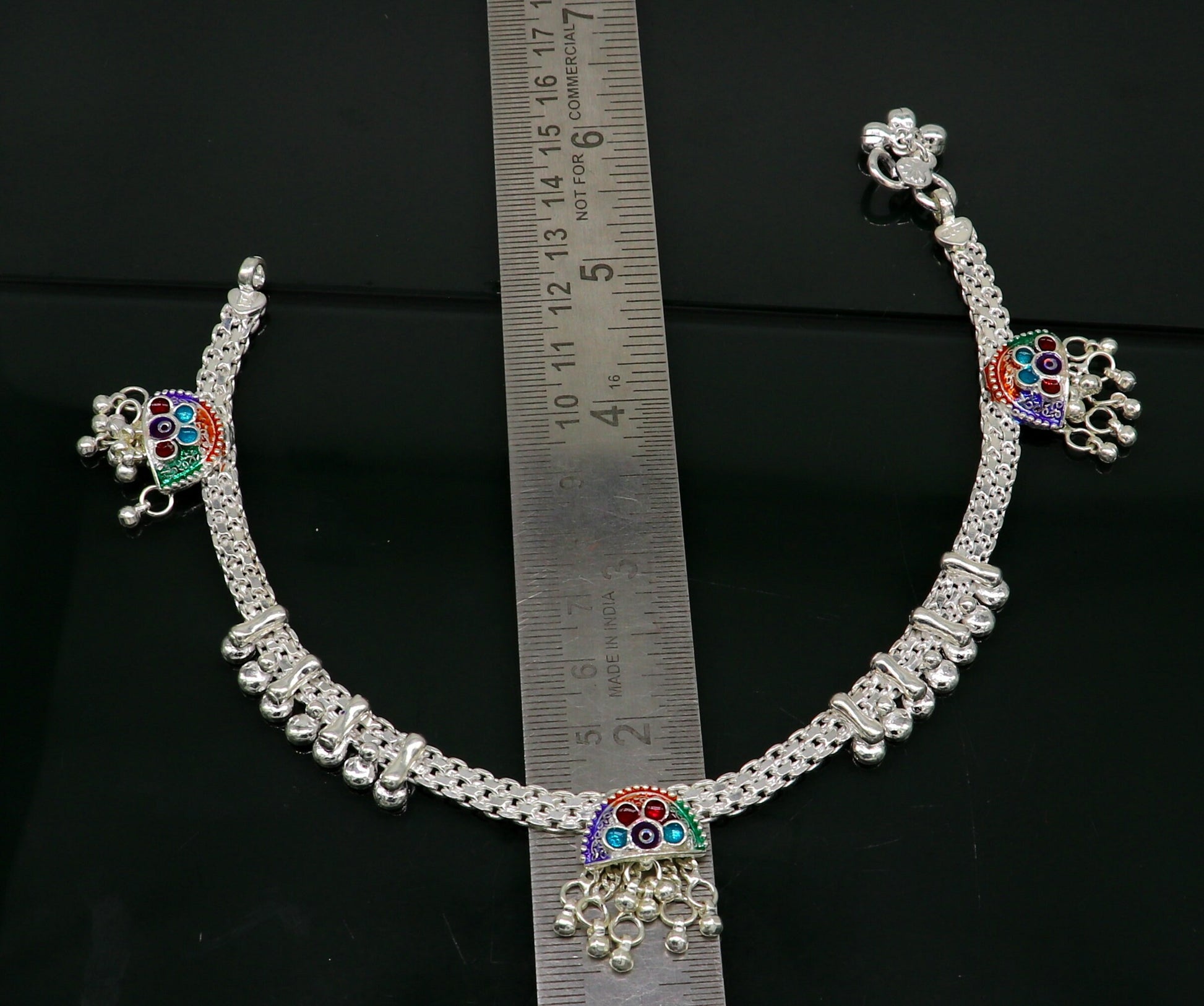 10.5"  sterling silver customized design ankle bracelet foot bracelet anklet vintage stylish brides tribal belly dance jewelry ank325 - TRIBAL ORNAMENTS