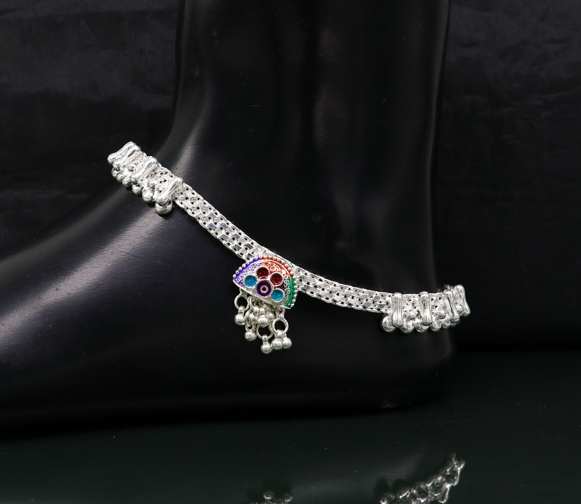 10.5"  sterling silver customized design ankle bracelet foot bracelet anklet vintage stylish brides tribal belly dance jewelry ank325 - TRIBAL ORNAMENTS