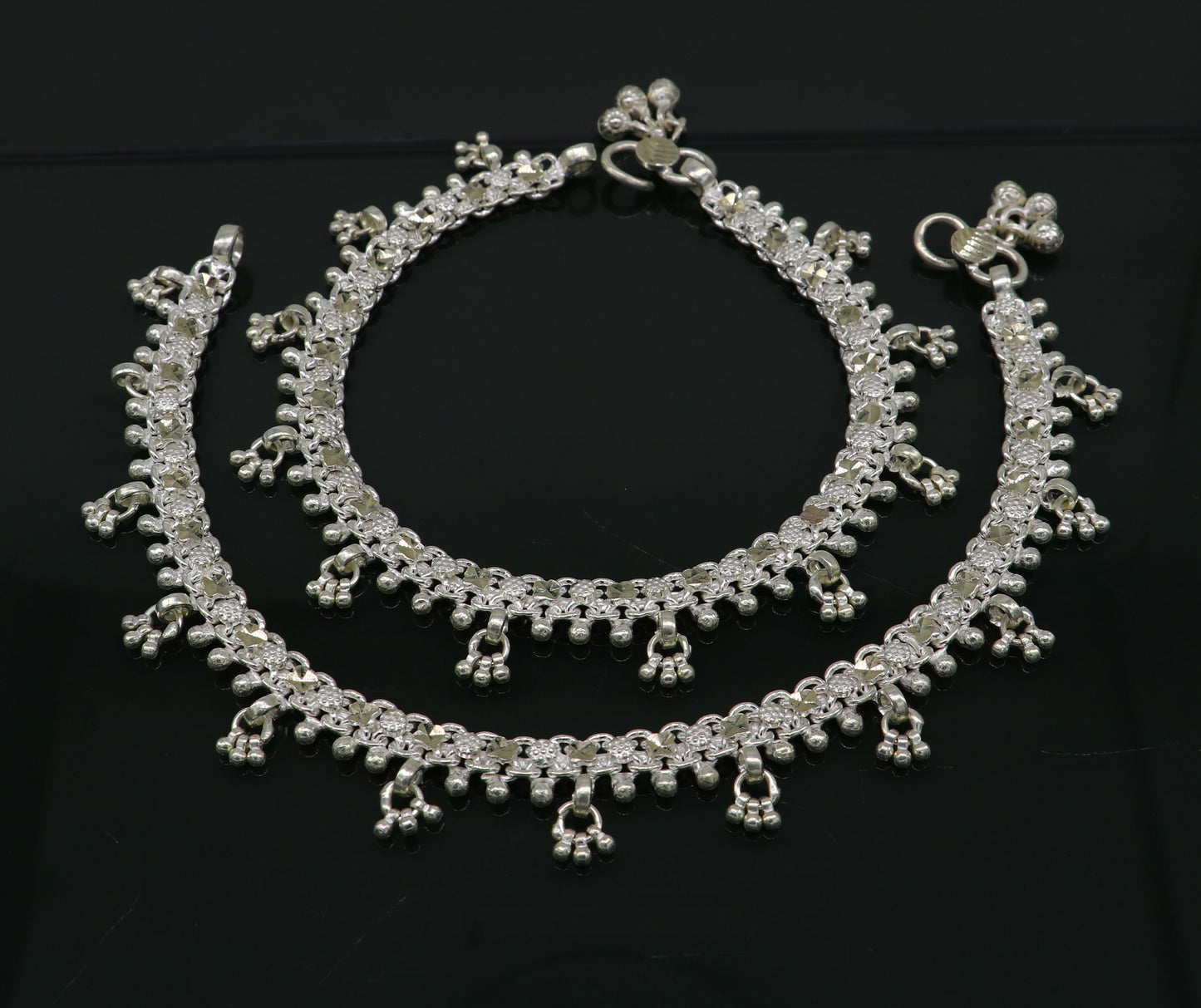 10.5" sterling silver solid customized stylish designer anklet bracelet foot bracelet vintage tribal belly dance wedding jewelry ank378 - TRIBAL ORNAMENTS