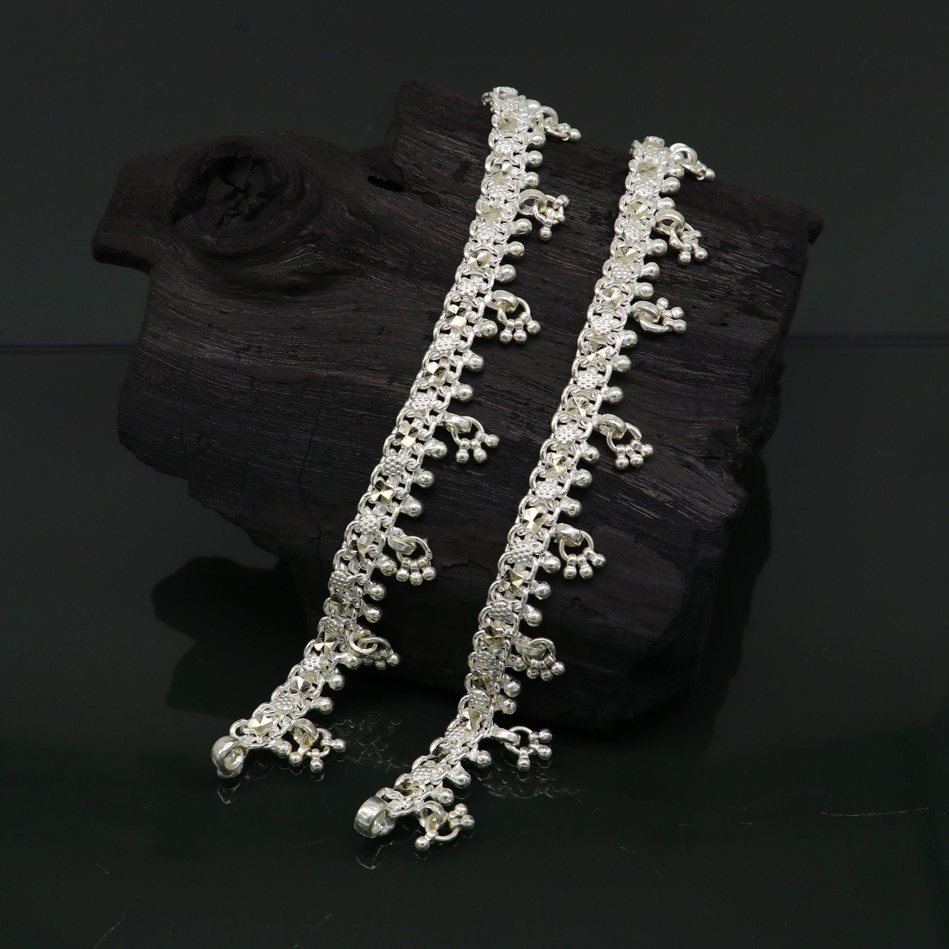 10.5" sterling silver solid customized stylish designer anklet bracelet foot bracelet vintage tribal belly dance wedding jewelry ank378 - TRIBAL ORNAMENTS