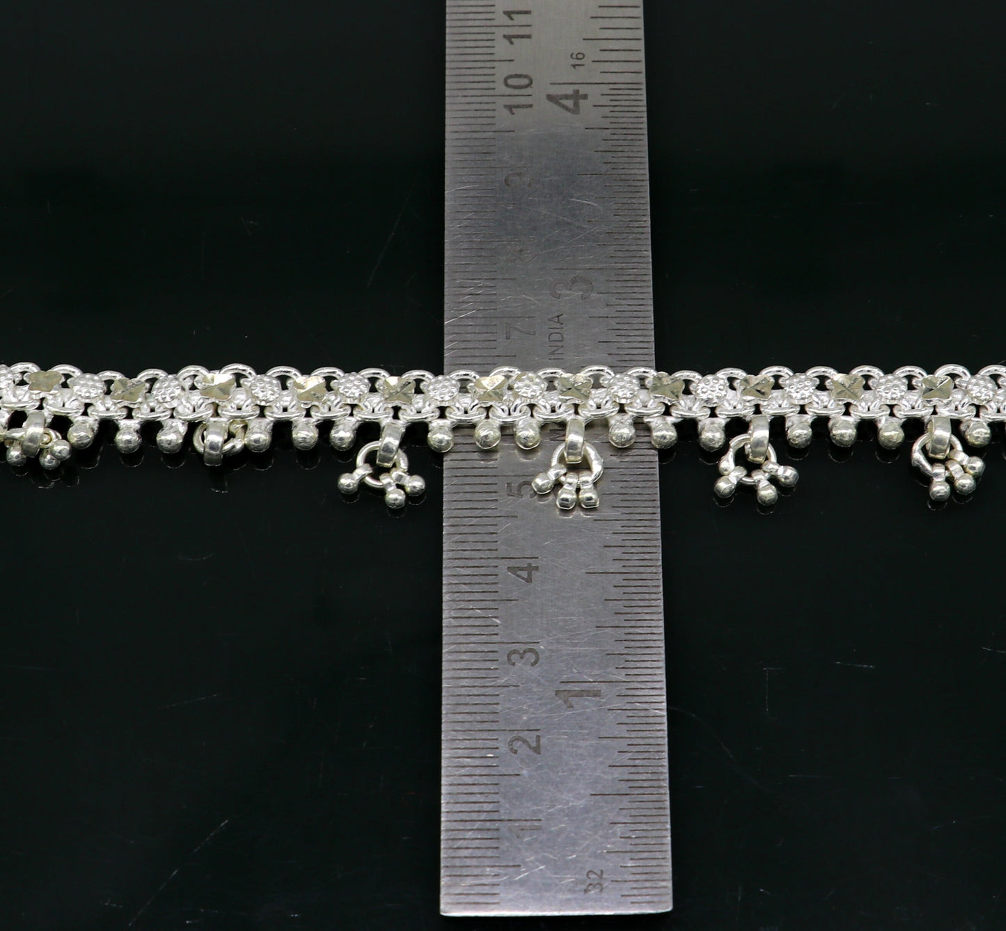 10.5" sterling silver solid customized stylish designer anklet bracelet foot bracelet vintage tribal belly dance wedding jewelry ank378 - TRIBAL ORNAMENTS