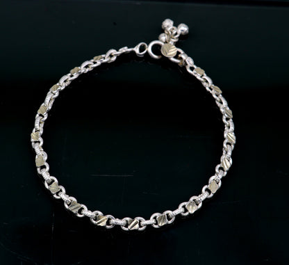 10.5" sterling silver solid customized stylish designer anklet bracelet foot bracelet vintage tribal belly dance wedding jewelry ank381 - TRIBAL ORNAMENTS