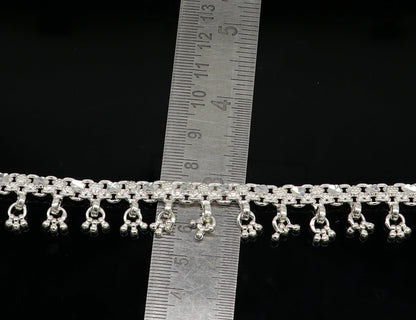 10.5" sterling silver solid handmade vintage stylish anklet bracelet foot bracelet tribal belly dance wedding tribal jewelry gifting ank383 - TRIBAL ORNAMENTS
