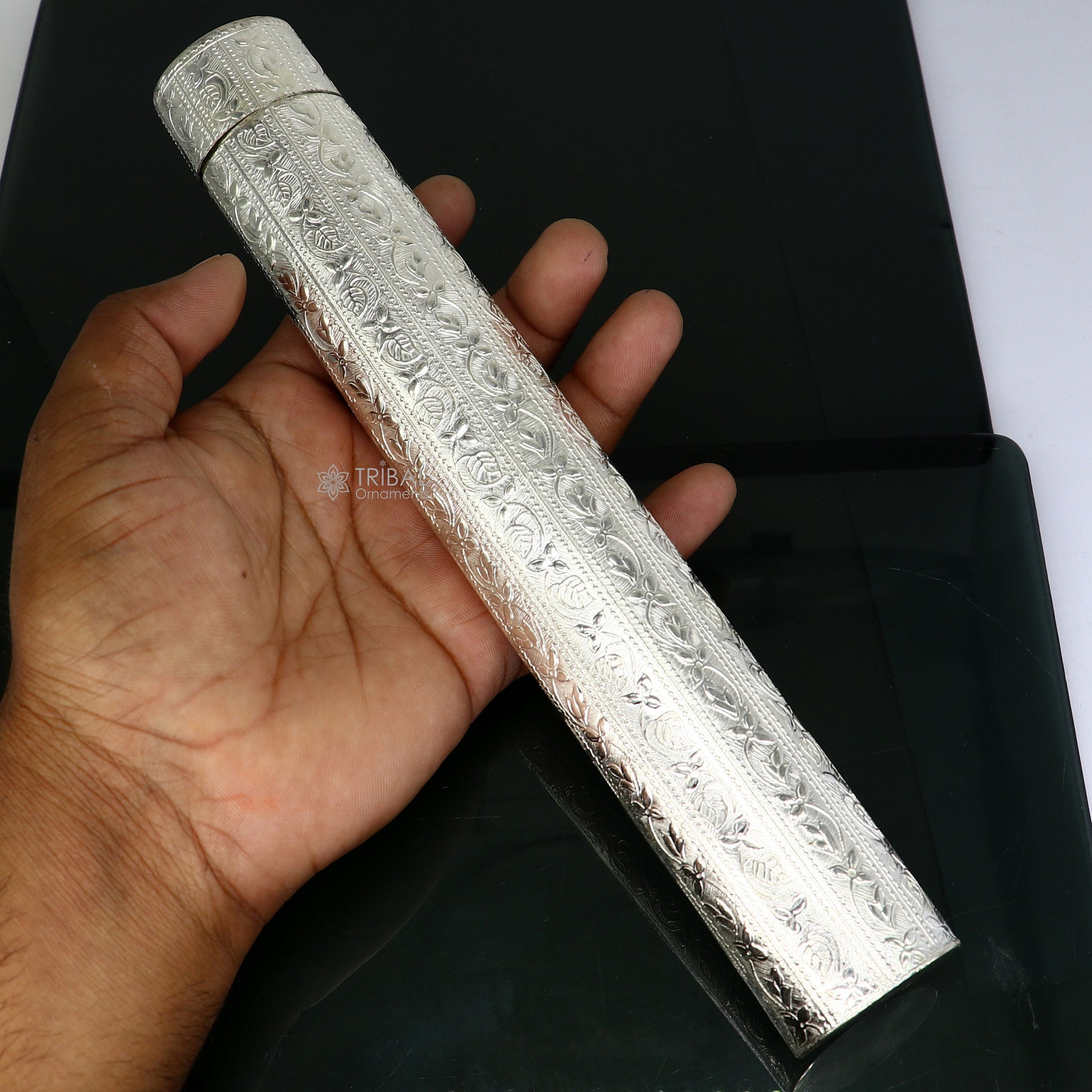 10" oval shape design handmade 925 silver incense sticks box holder, Agarbatti  box trinket box fabulous royal puja temple article su1193 - TRIBAL ORNAMENTS