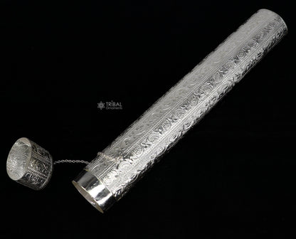 10" oval shape design handmade 925 silver incense sticks box holder, Agarbatti  box trinket box fabulous royal puja temple article su1193 - TRIBAL ORNAMENTS