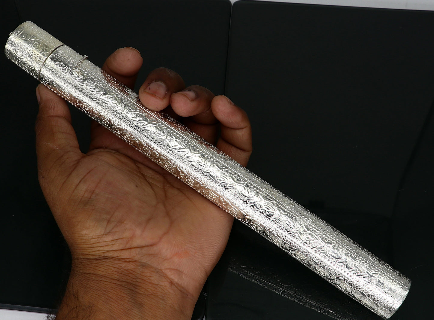 10" round shape design handmade 925 silver incense sticks box holder, Agarbatti  box trinket box fabulous royal puja temple article su1194 - TRIBAL ORNAMENTS