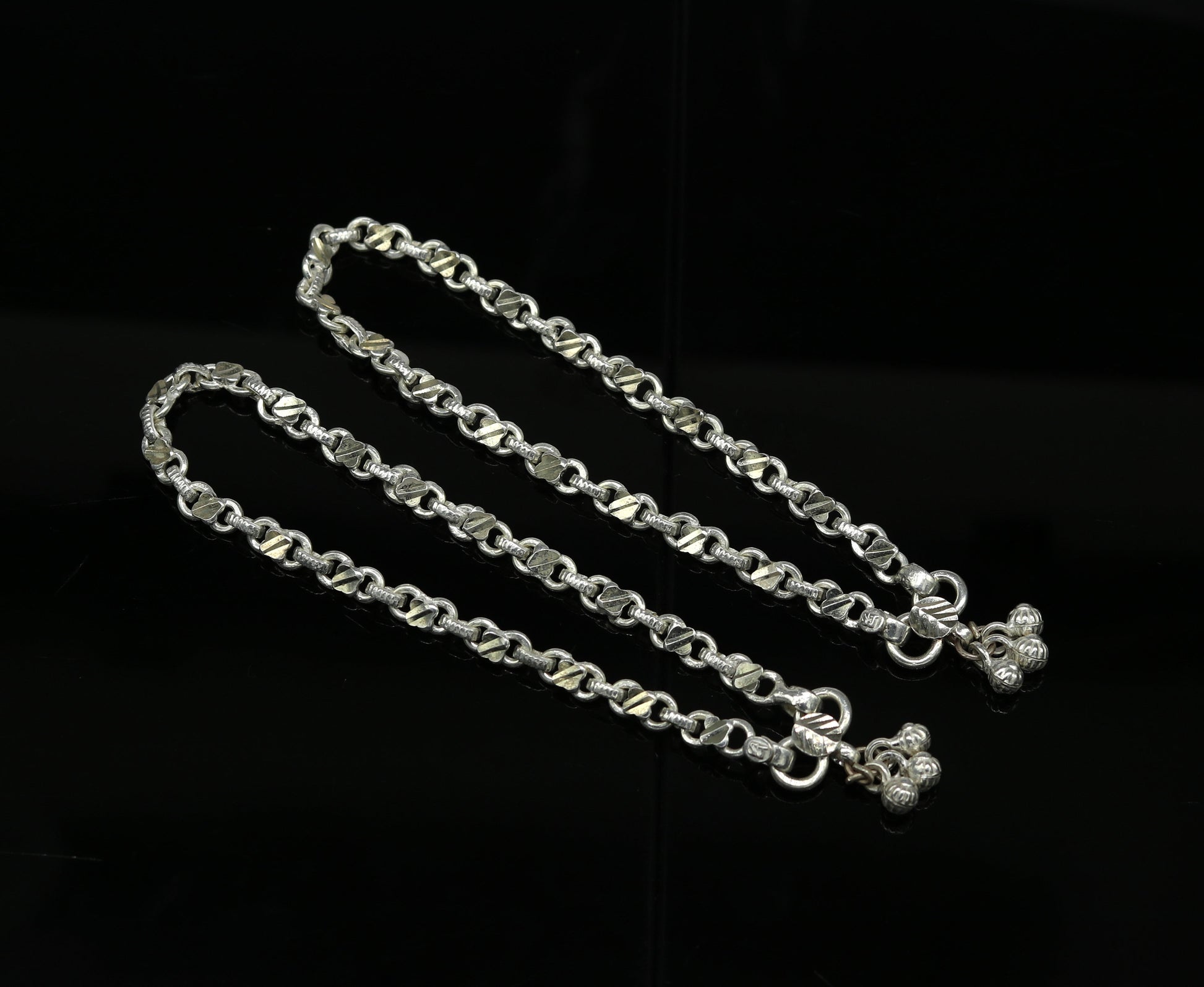 10" solid sterling silver handmade vintage design ankle bracelet excellent bride made tribal anklet jewelry pretty  gifting to her nank273 - TRIBAL ORNAMENTS