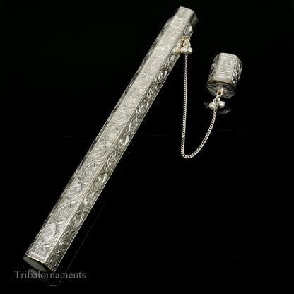 10" Vintage design handmade solid silver incense sticks box holder, Agarbatti  box trinket box fabulous royal puja temple article su390 - TRIBAL ORNAMENTS