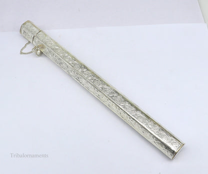 10" Vintage design handmade solid silver incense sticks box holder, Agarbatti  box trinket box fabulous royal puja temple article su390 - TRIBAL ORNAMENTS