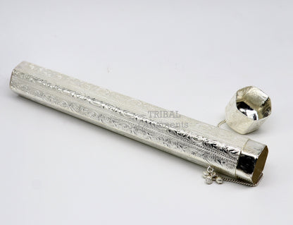 10" Vintage design handmade solid silver incense sticks box holder, Agarbatti  box trinket box fabulous royal puja temple article su758 - TRIBAL ORNAMENTS