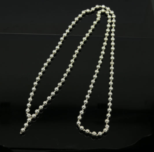 108 beads chanting japp mala solid silver beads chain necklace, fabulous 6mm beaded necklace for chanting mantra, gifting jewelry ch98 - TRIBAL ORNAMENTS