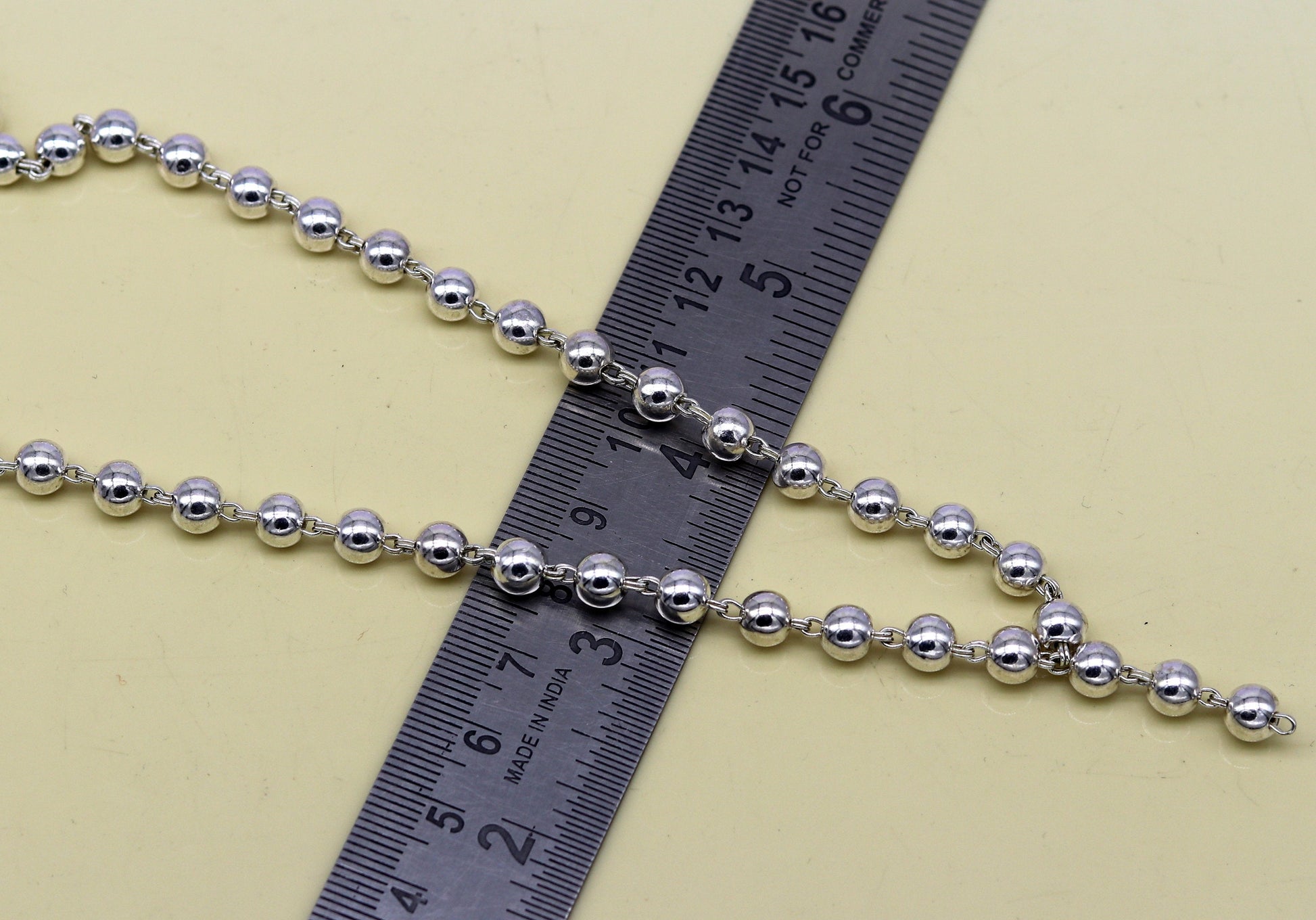 108 beads chanting japp mala solid silver beads chain necklace, fabulous 6mm beaded necklace for chanting mantra, gifting jewelry ch98 - TRIBAL ORNAMENTS