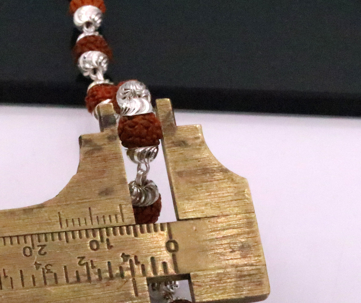 108 beads japp mala Handmade Sterling silver gorgeous natural rudraksh beads 54 inches long necklace from rajasthan india ch39 - TRIBAL ORNAMENTS