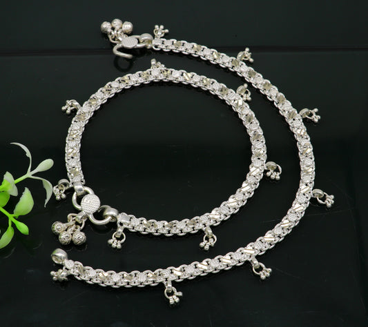 11.8"  sterling silver solid customized design ankle bracelet foot bracelet anklets vintage designer tribal belly dance jewelry ank326 - TRIBAL ORNAMENTS
