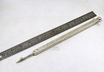 11" 925 sterling silver handmade Jain Sthapnaji stick for puja or praying to gold. amazing unique silver article from india su1110 - TRIBAL ORNAMENTS
