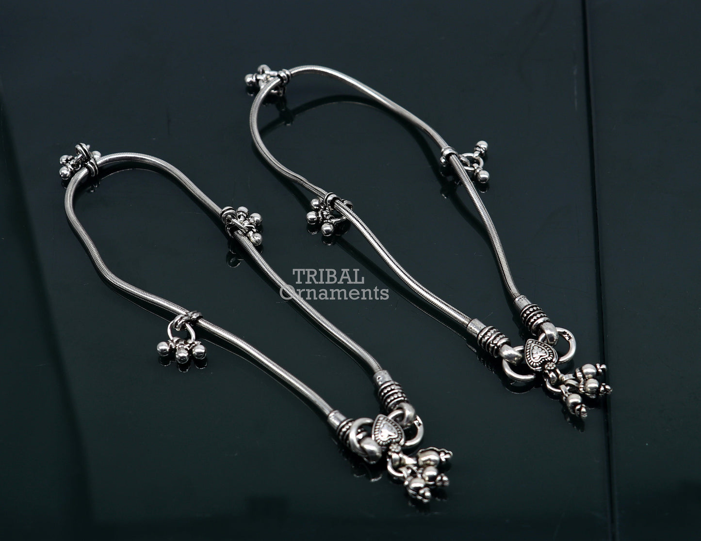 11 inches Handmade 925 sterling silver snake chain ankle bracelet, silver anklets, foot bracelet amazing belly dance jewelry gift her ank466 - TRIBAL ORNAMENTS