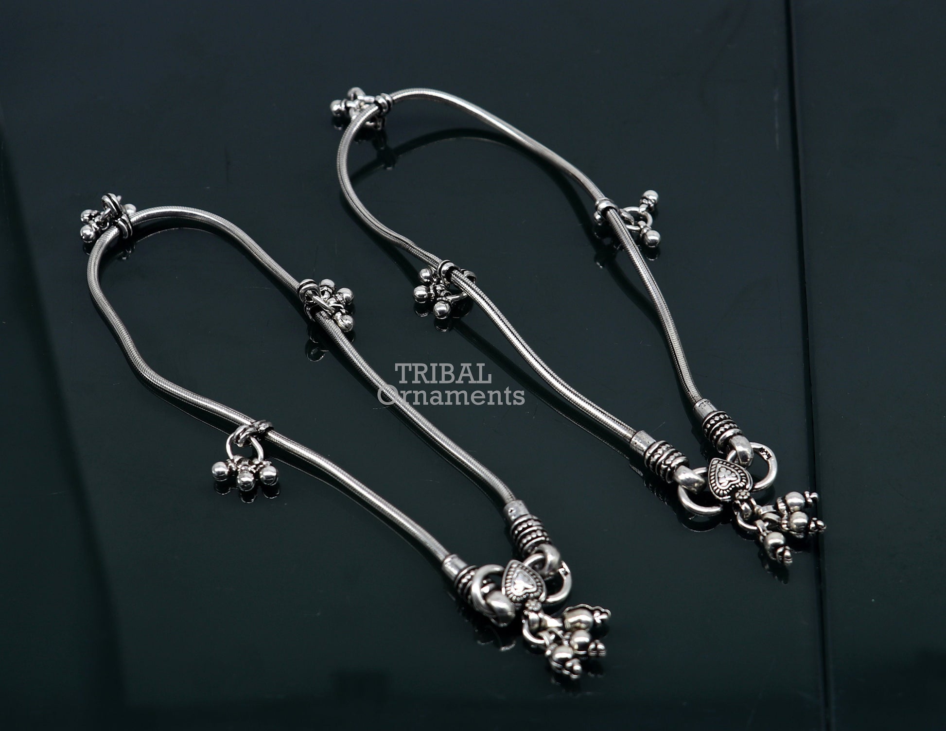 11 inches Handmade 925 sterling silver snake chain ankle bracelet, silver anklets, foot bracelet amazing belly dance jewelry gift her ank466 - TRIBAL ORNAMENTS