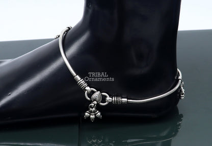 11-inch sterling silver snake chain anklet by TRIBAL ORNAMENTS, featuring a sleek foot bracelet design for belly dance jewelry.