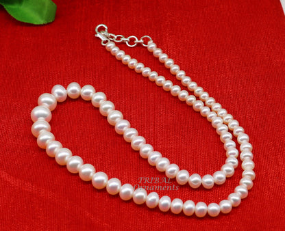 Freshwater pearl necklace set with 4-9mm single-line layers, elegant jewelry for weddings, daily wear, or belly dance performances.