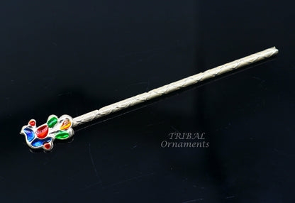 11cm sterling silver handmade idol baby Krishna small tiny flute, silver bansuri, laddu gopala flute, little krishna flute puja art su813 - TRIBAL ORNAMENTS