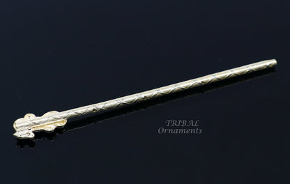 11cm sterling silver handmade idol baby Krishna small tiny flute, silver bansuri, laddu gopala flute, little krishna flute puja art su813 - TRIBAL ORNAMENTS