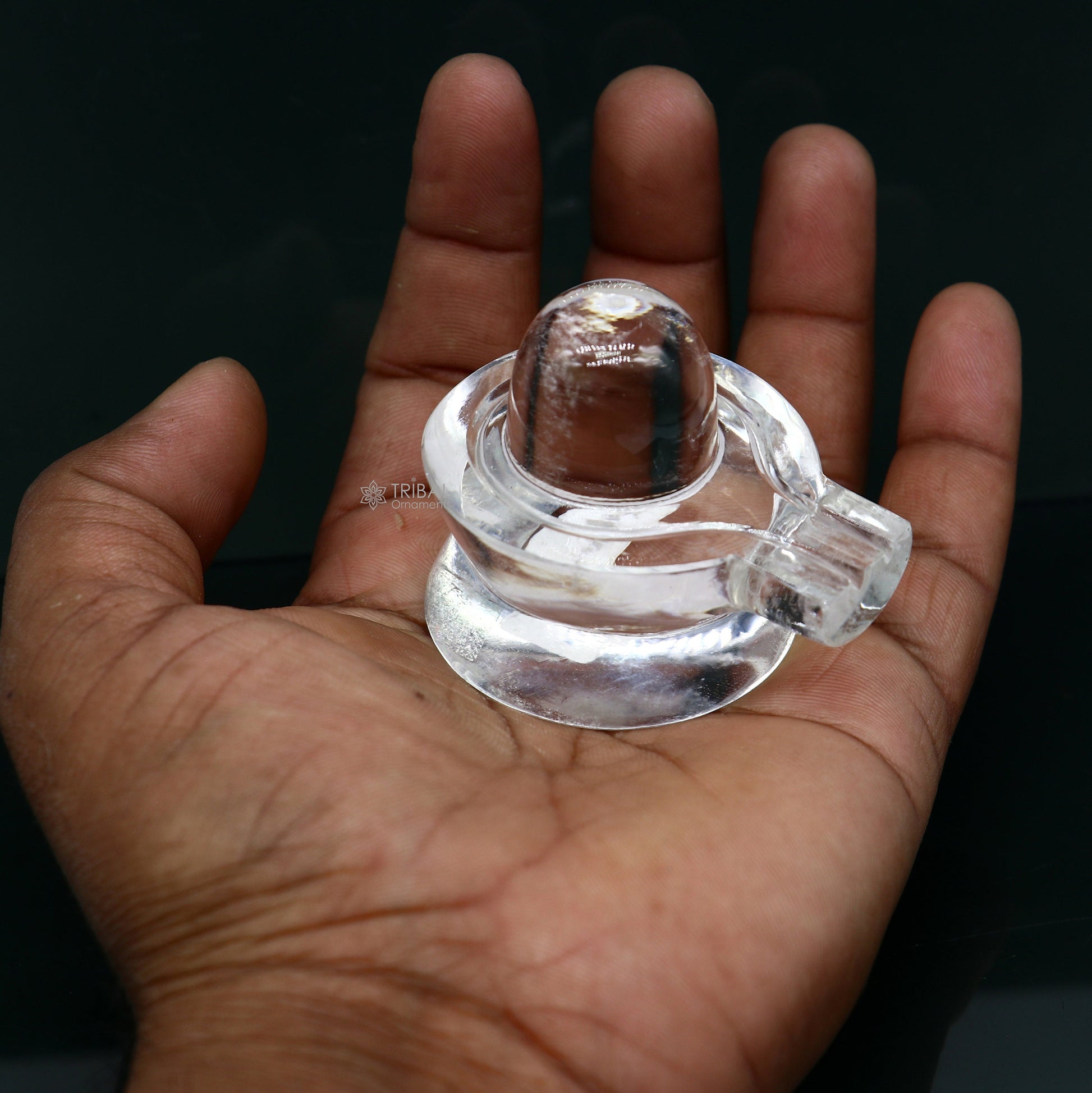 125 GRAMS Natural sphatik crystal stone divine lor shiva lingam statue, amazing sphatik lingam puja article for wealth and prosperity stna29 - TRIBAL ORNAMENTS