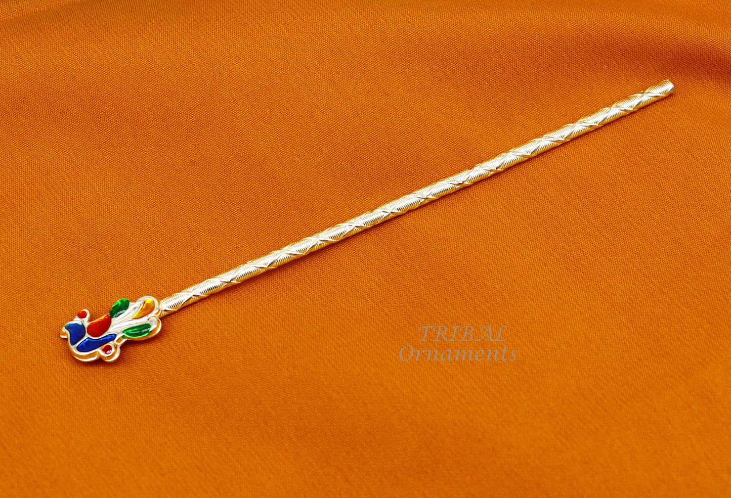 13cm sterling silver handmade idol baby Krishna small tiny flute, silver bansuri, laddu gopala flute, little krishna flute puja art su814 - TRIBAL ORNAMENTS