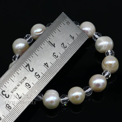 141carat 11mm fresh water pearl adjustable bracelet for both men's and women's, Amazing natural real gray color pearl or moti bracelet pbr03 - TRIBAL ORNAMENTS