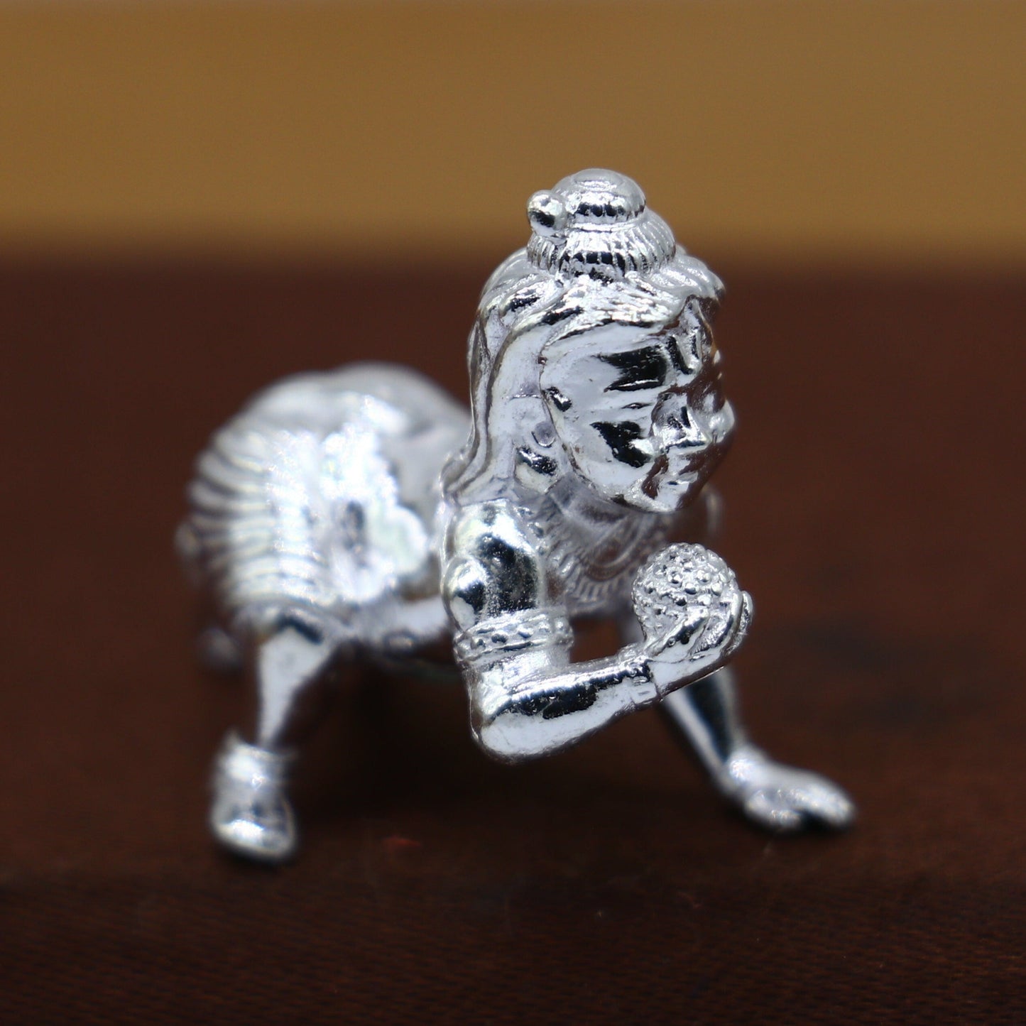 15grams solid 925 sterling silver handmade lord little Krishna, Bal Gopala,crawling Krishna small statue sculpture home puja article art764 - TRIBAL ORNAMENTS