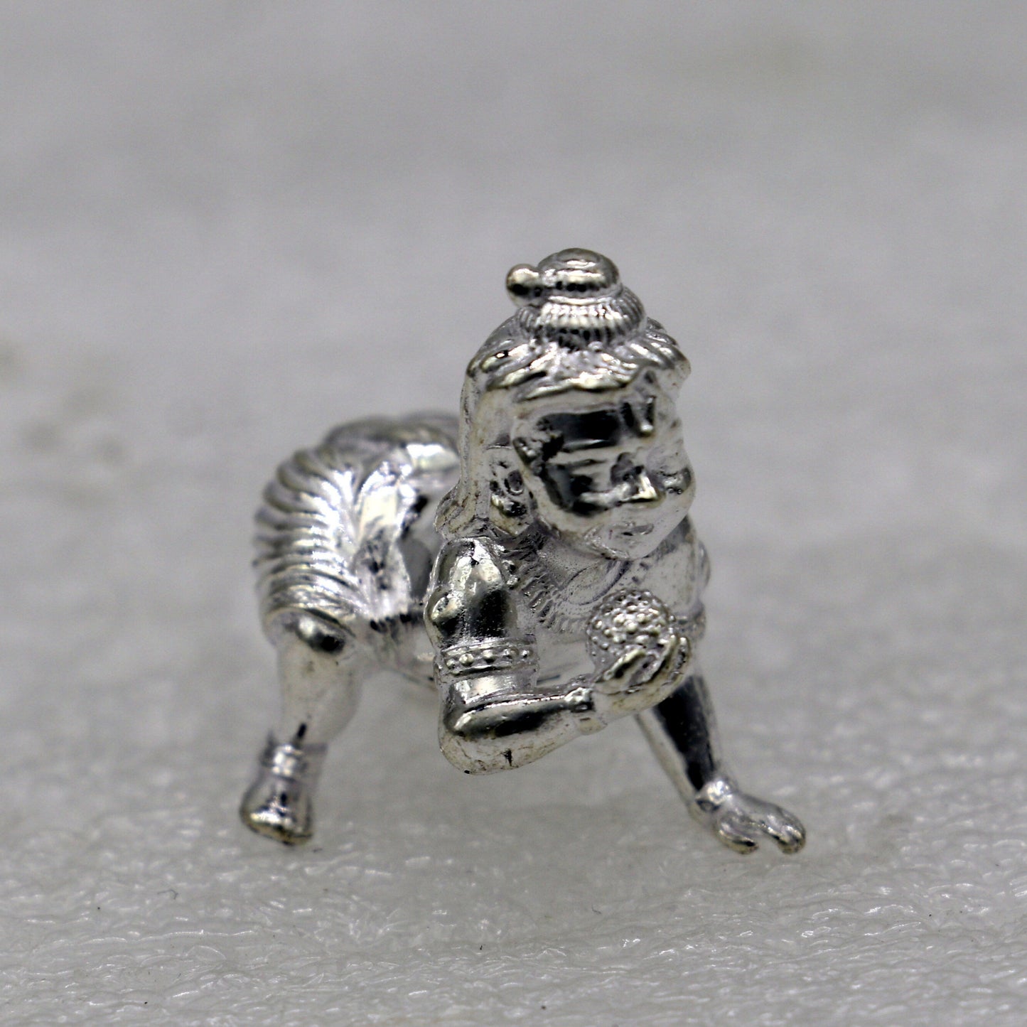 15grams solid 925 sterling silver handmade lord little Krishna, Bal Gopala,crawling Krishna small statue sculpture home puja article art764 - TRIBAL ORNAMENTS