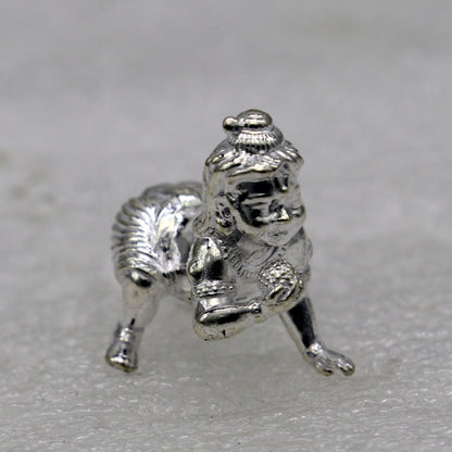 15grams solid 925 sterling silver handmade lord little Krishna, Bal Gopala,crawling Krishna small statue sculpture home puja article art764 - TRIBAL ORNAMENTS
