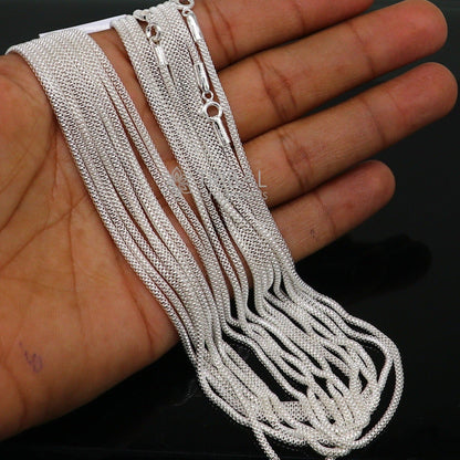 18-inch 2mm sterling silver round box chain necklace by Tribal Ornaments, unisex trendy jewelry for men and women.
