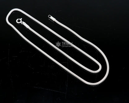 18-inch 2mm sterling silver round box chain necklace by TRIBAL ORNAMENTS, unisex trendy jewelry for men and women.