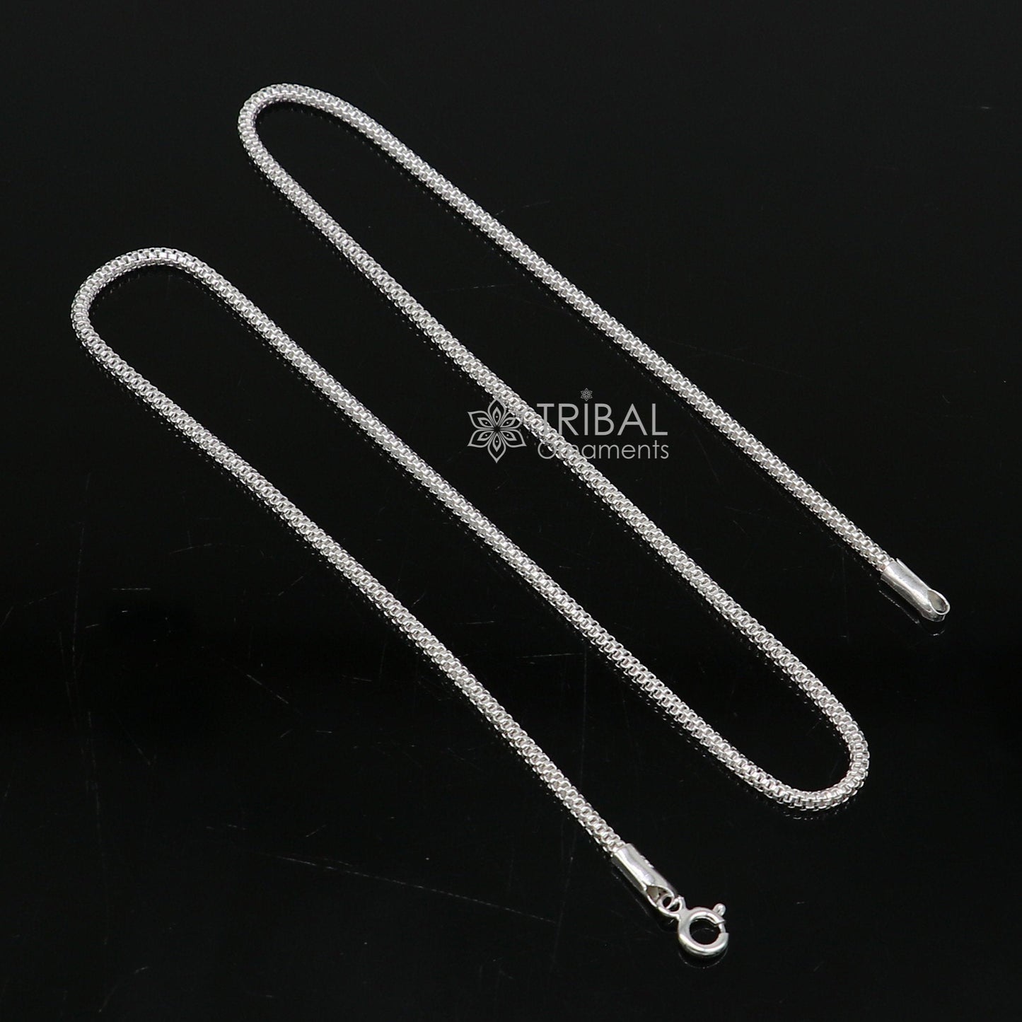 18" 2mm 925 sterling silver handmade round box unique trendy style chain necklace excellent gifting jewelry for men's women's chain ch228 - TRIBAL ORNAMENTS