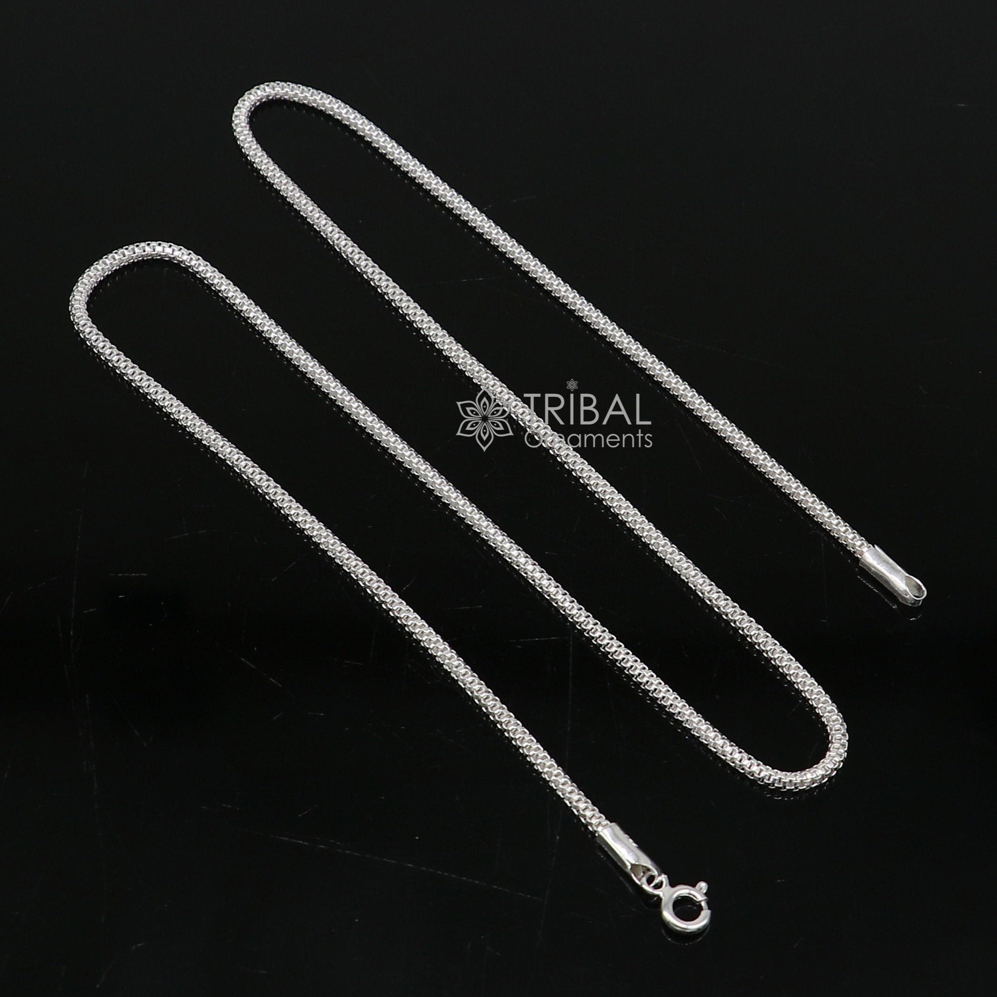 18" 2mm 925 sterling silver handmade round box unique trendy style chain necklace excellent gifting jewelry for men's women's chain ch228 - TRIBAL ORNAMENTS