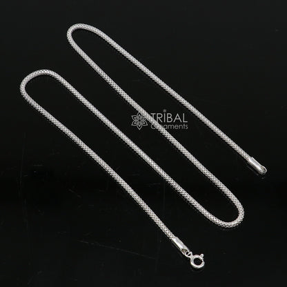 18-inch 2mm sterling silver round box chain necklace by Tribal Ornaments, unisex trendy jewelry, perfect for gifting.