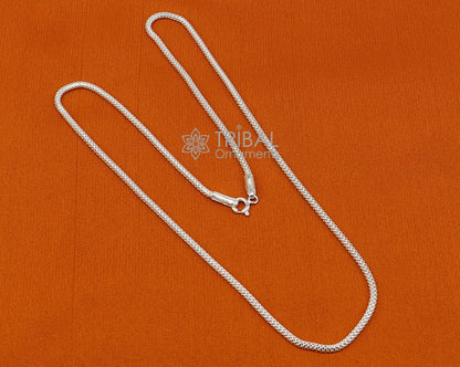 18-inch 2mm sterling silver round box chain necklace by Tribal Ornaments, unisex trendy jewelry for men and women.