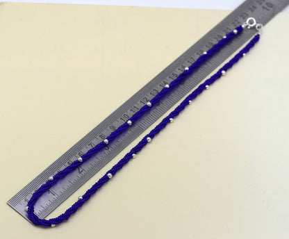 Sterling silver galaxy necklace with triple blue semi-precious stone beads and silver accents by TRIBAL ORNAMENTS.