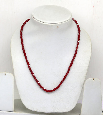 18-inch tribal beaded necklace set with triple strands of semi-precious cut stones and silver beads, galaxy-inspired design by TRIBAL ORNAMENTS