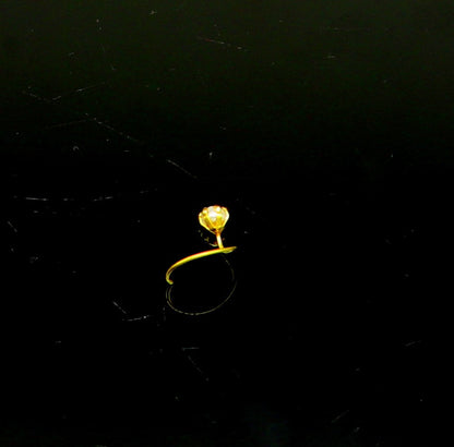 18 kt yellow fine gold customized nose pin, excellent single stone pearl nose pin, best gifting real gold jewelry for girl's women's gnp36 - TRIBAL ORNAMENTS